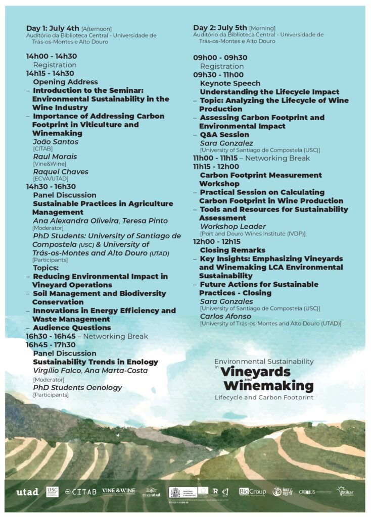 Adrián Agraso Otero y Sara González-García en el "Seminar Environmental Sustainability in Vineyards and Winemaking - Lifecycle and Carbon Footprint"