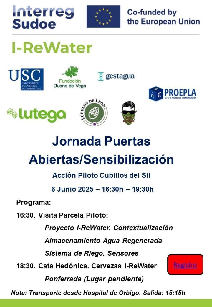 I-ReWater | Jornada de sensibilización y puertas abiertas en el piloto de lúpulo de Cubillos del Sil